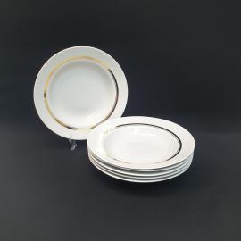 Винтажный набор из 6 суповых тарелок Рига, фарфор 24 см, Латвия СССР периода