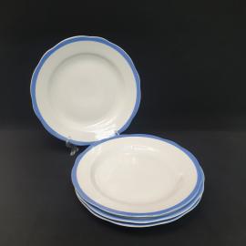 Винтажный набор из 4 столовых тарелок, фарфор 235 мм, СССР