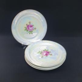 Винтажный набор из 5 столовых тарелок, фарфор 23 см, СССР