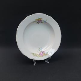 Винтажная суповая тарелка, Дулево, фарфор, деколь, СССР.