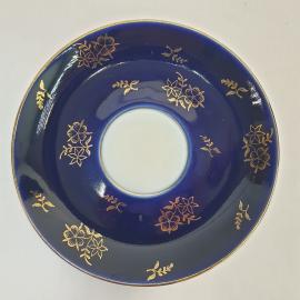 Винтажное блюдце кобальт ЛФЗ, фарфор 15 см, СССР