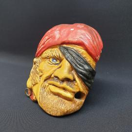 Винтажная настенная маска-портсигар сигаретница Пират 14х18, гипс ГДР период СССР