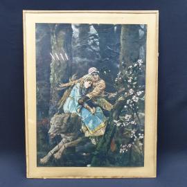 Винтажная картина В. Васнецов Иван царевич на Сером волке печать 50х40 под стеклом
