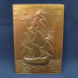 Винтажная чеканка Парусник 19х28 СССР