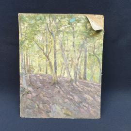 Винтажная картина Лес 24х30 см холст, масло