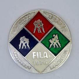 Значок СССР чемпионат европы по борьбе ленинград fila 1976, эмаль, советский и винтажный