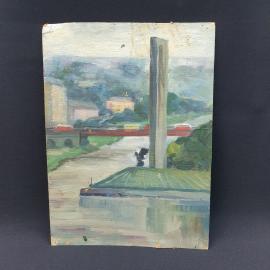 Винтажная картина Стелла 400 лет городу Орёл, 25х35 масло