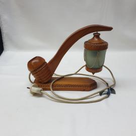 Настольный винтажный светильник "Капитанская трубка", дерево, резьба. СССР