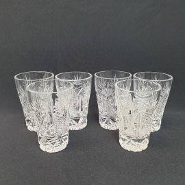 Винтажный набор стаканов 6 шт 130 мл, хрусталь, СССР.