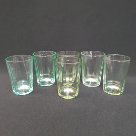 Винтажный набор граненных стаканов 5 шт 200 мл, цветное стекло, СССР.
