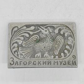 Значок ссср загорский музей, птица в узорной рамке, советский и винтажный