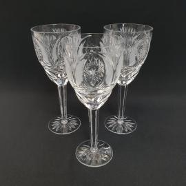 Винтажный набор бокалов 3 шт 20 см 250 мл, хрусталь, алмазная резка, СССР.