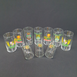 Винтажный набор из 7 стаканов ГДР, 250 мл и 3 стопки 150 мл, стекло. Времен СССР.