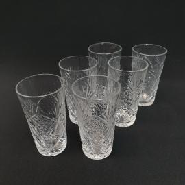 Винтажный набор стаканов Ананас 6 шт 180 мл, хрусталь, высота 11 см, СССР.