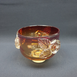 Винтажный салатник, гутное цветное стекло, 600 мл, СССР.