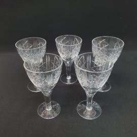 Винтажный набор 5 бокалов 115 мм, хрусталь, 130 мл, СССР.