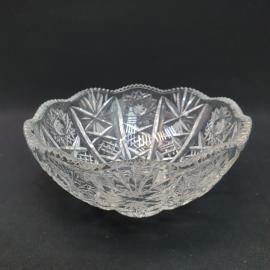 Винтажный салатник 15 см, хрусталь, алмазная резка, 500 мл, СССР.