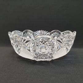 Винтажный салатник 23 см, хрусталь, алмазная резка, 1500 мл, СССР.