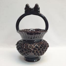 Винтажная декоративная ваза для мелочей, Орловская керамика, лепнина, высота 29 см, СССР.