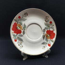 Винтажное чайное кофейное блюдце Кремгэс, фарфор 185 мм, СССР