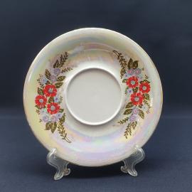 Винтажное чайное кофейное блюдце Полонное, фарфор 17 см, СССР