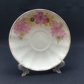 Винтажное чайное блюдце ЛФЗ, фарфор 15 см,  СССР