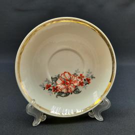 Винтажное чайное кофейное блюдце Прокопьевск, фарфор 135 мм, СССР