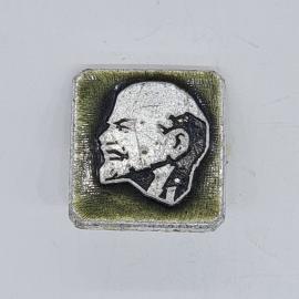 Значок СССР, профиль Ленина на зеленом фоне, квадратный, эмалированный, советский и винтажный