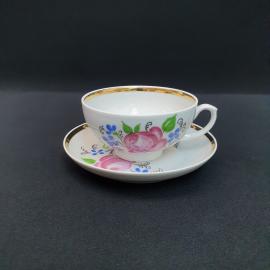 Винтажная чайная пара Дулево, фарфор 210 мл, СССР