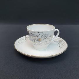 Винтажная кофейная пара ЛФЗ, фарфор 130 мл, СССР