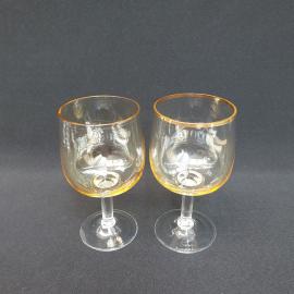 Винтажные пара бокалов 13 см цветное стекло 200 мл СССР