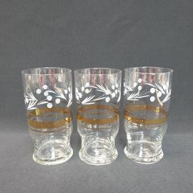 Винтажный набор из 3 стаканов 13 см 350 мл стекло ручная резка СССР