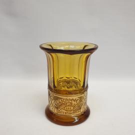 Антикварный чайный стакан Помпадур 9 см 1900-1920 гг медовое стекло  100 мл Германия