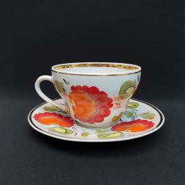 Винтажная чайная пара гигант Свердловский ФЗ фарфор роспись СССР