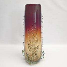 Винтажная ваза для цветов Листопад 39 см гутное стекло 3 л СССР