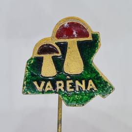Значок СССР varena, два гриба на зелёном фоне, латинская надпись, советский и винтажный
