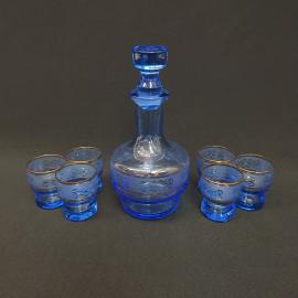 Винтажный набор штоф 650 мл и 6 рюмок 50 мл цветное стекло СССР