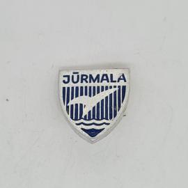 Значок СССР юрмала, дельфин над волнами, гербовый щит, эмаль, советский и винтажный