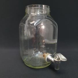 Винтажная банка с краном 23 см стекло 3 л СССР