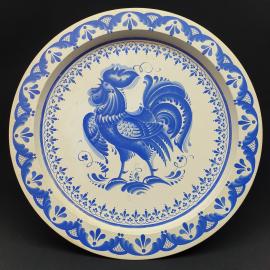 Винтажный поднос Петушок 38 см, металлический.