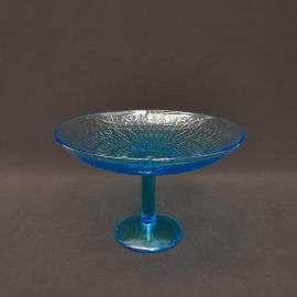 Винтажная ваза - фруктовница на ножке 14 см цветное стекло СССР