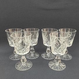 Винтажный набор из 6 фужеров бокалов 12 см хрусталь алмазная резка 100 мл СССР.