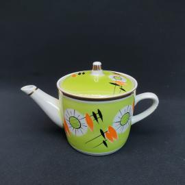 Винтажный заварочный чайник Полонное 1960-е-1970-е гг. фарфор роспись 550 мл СССР