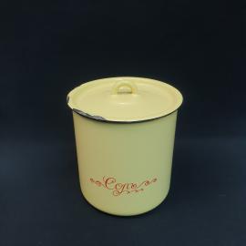 Винтажный эмалированный бидон емкость для Соли на 3 литра СССР