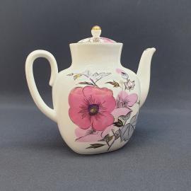 Винтажный заварочный чайник ЛФЗ крышка подбор, фарфор роспись 0.9 л, СССР