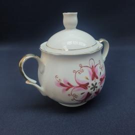Винтажная сахарница, фарфор ручная роспись 0.4 л, СССР