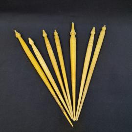 Винтажный набор из 6 веретен из дерева для декора СССР