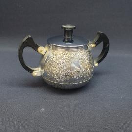 Винтажная сахарница из набора Власть народа, метал пластик 300 мл, СССР