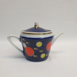 Винтажный заварочный чайник, фарфор кобальт 0.5 л, СССР