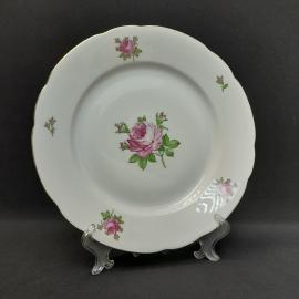 Винтажное круглое сервировочное блюдо Colditz, фарфор 28 см, ГДР СССР